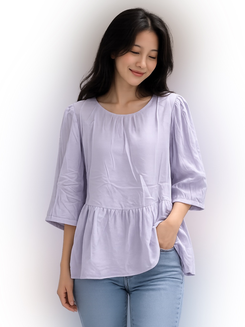 Easel Lavender Peplum Blouse - Light Purple NWT